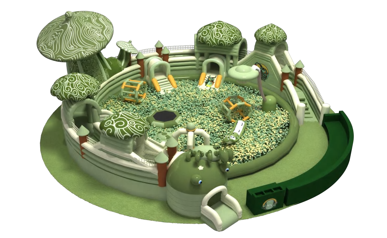 Unique Mushroom Inflatable Play Zone Creation
