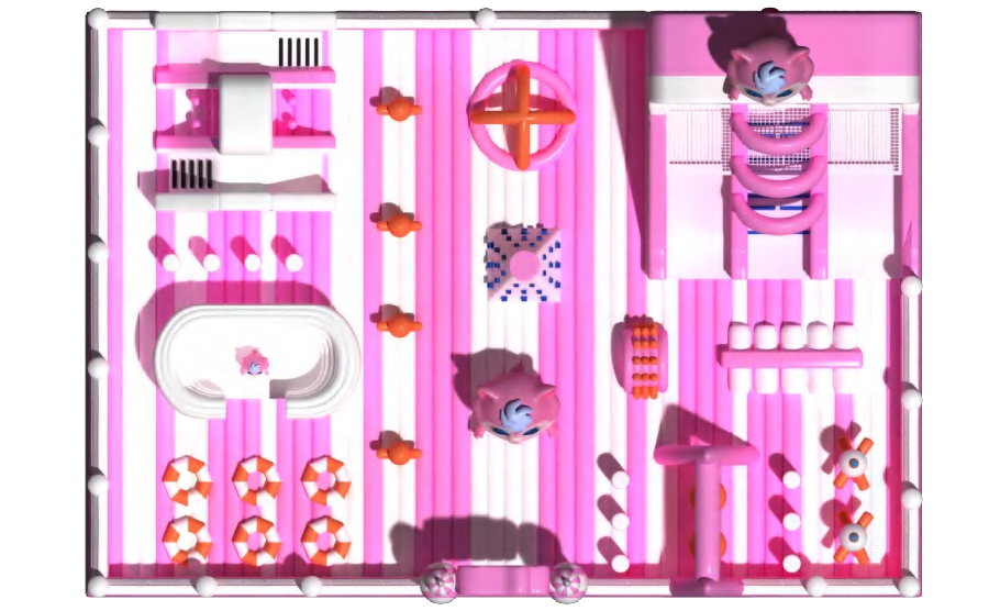 Customized Pink Color  Inflatable Fantasy Play Land