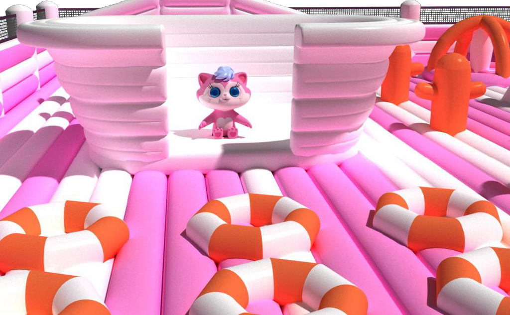 Customized Pink Color  Inflatable Fantasy Play Land