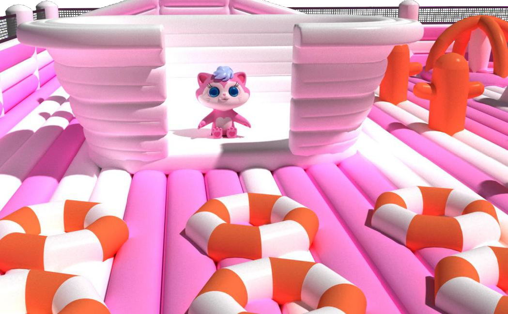 Customized Pink Color  Inflatable Fantasy Play Land
