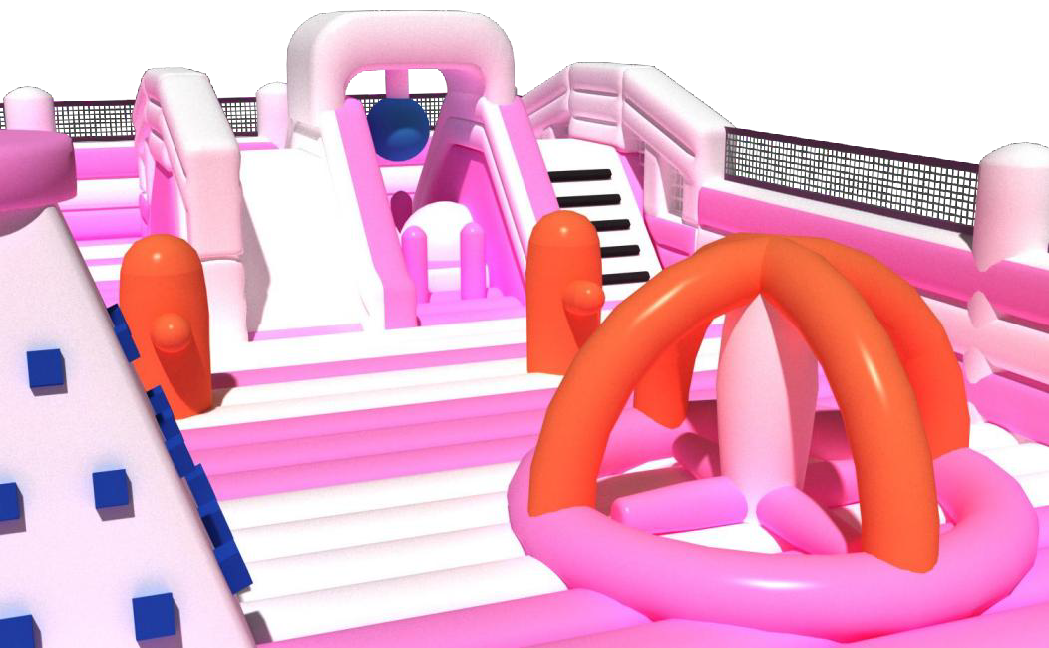 Customized Pink Color  Inflatable Fantasy Play Land