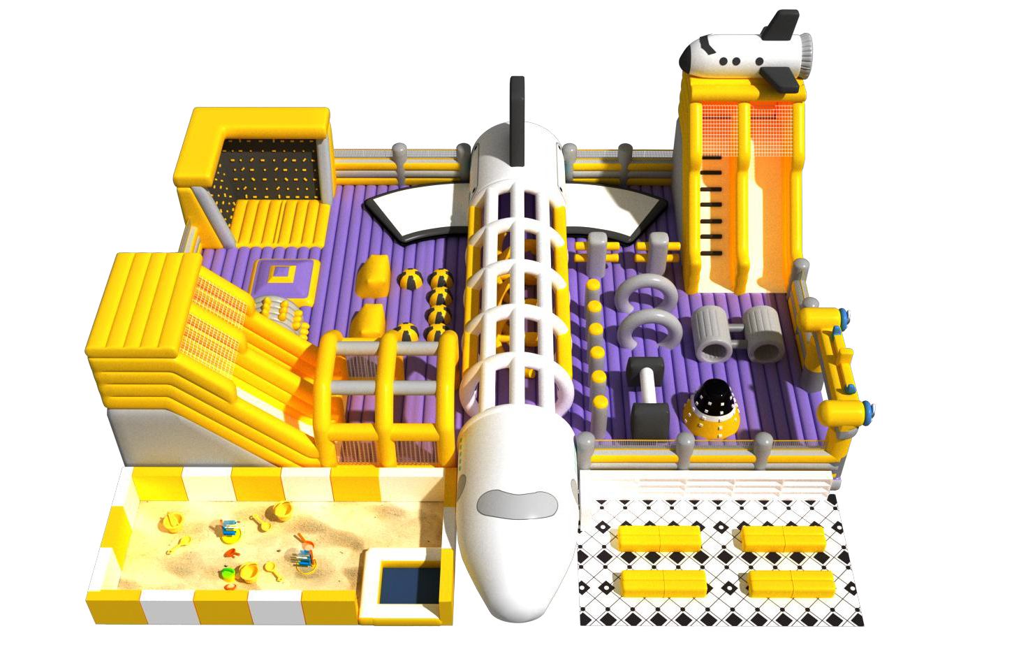 Custom Rocket Space Theme Inflatable Castle For Special Events