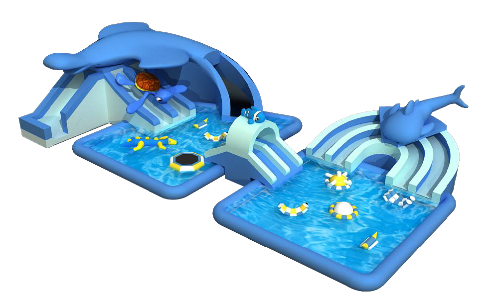 Water inflatable castle with a covered roof