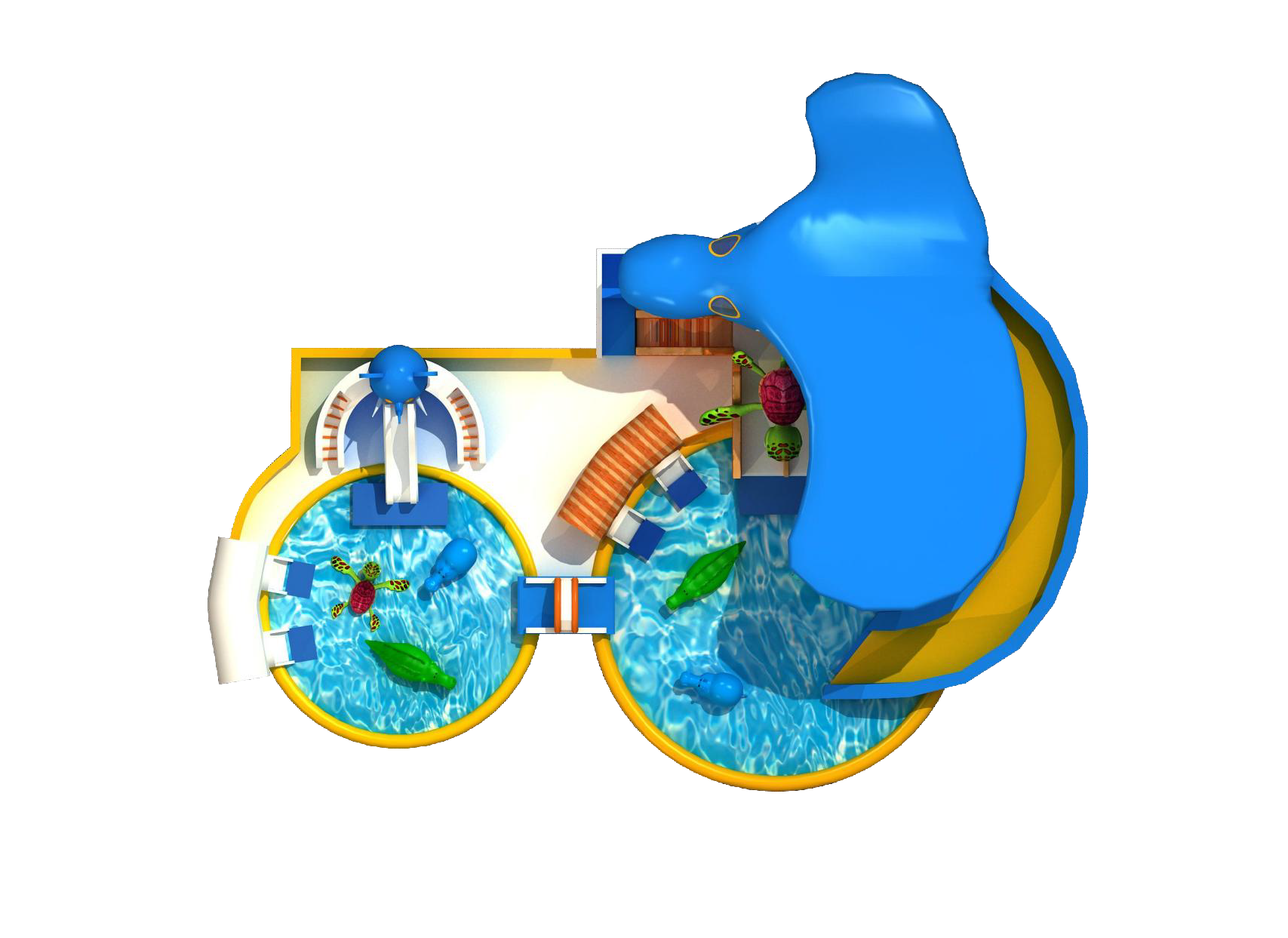 Water inflatable castle with a covered roof