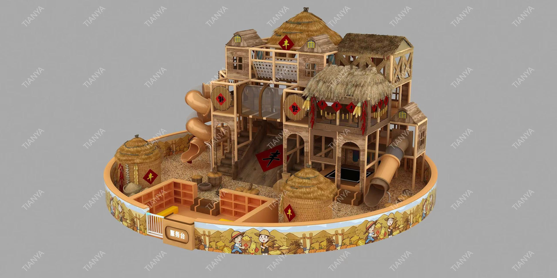 Grain-themed play castle Fun That Never Stops,  Whatever the Weather!