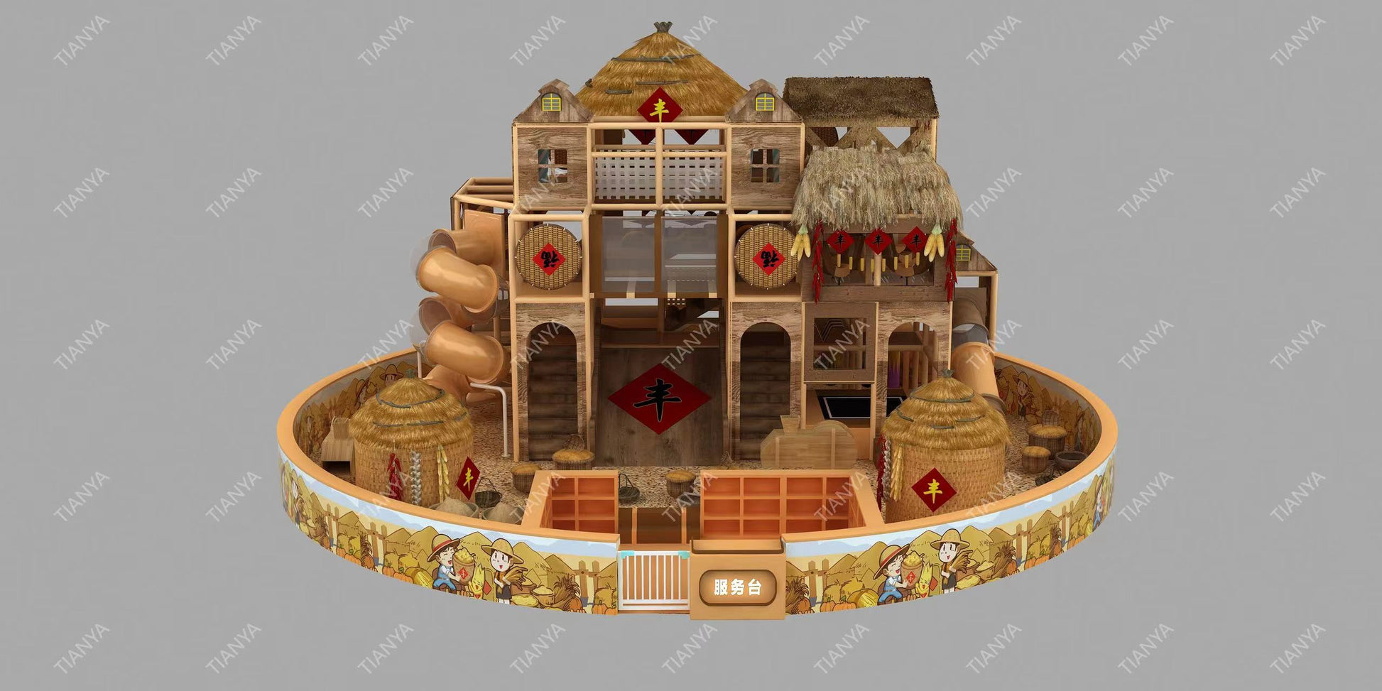 Grain-themed play castle Fun That Never Stops,  Whatever the Weather!