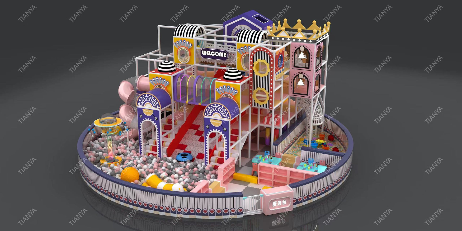 Circular theme play castle Play All Day, Come What May!