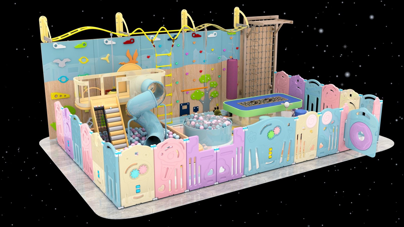 Commercial Freestanding Toddler Play Zone with HDPE Modular Fencing - Image 3