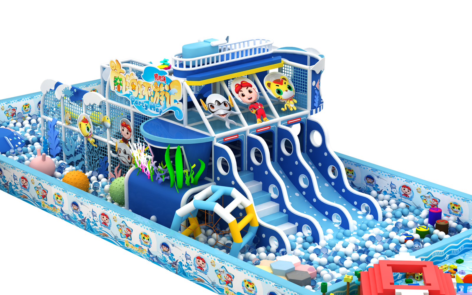 Custom Ocean/Marine Theme Indoor Soft Playground System