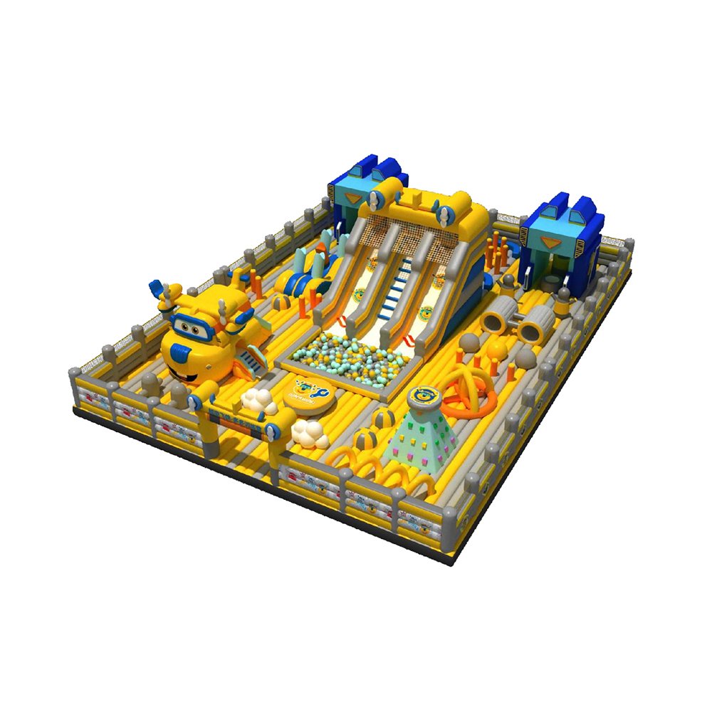 Commercial Grade Yellow Jet Aviation Inflatable Rectangular Park with Ball Pit - Image 2