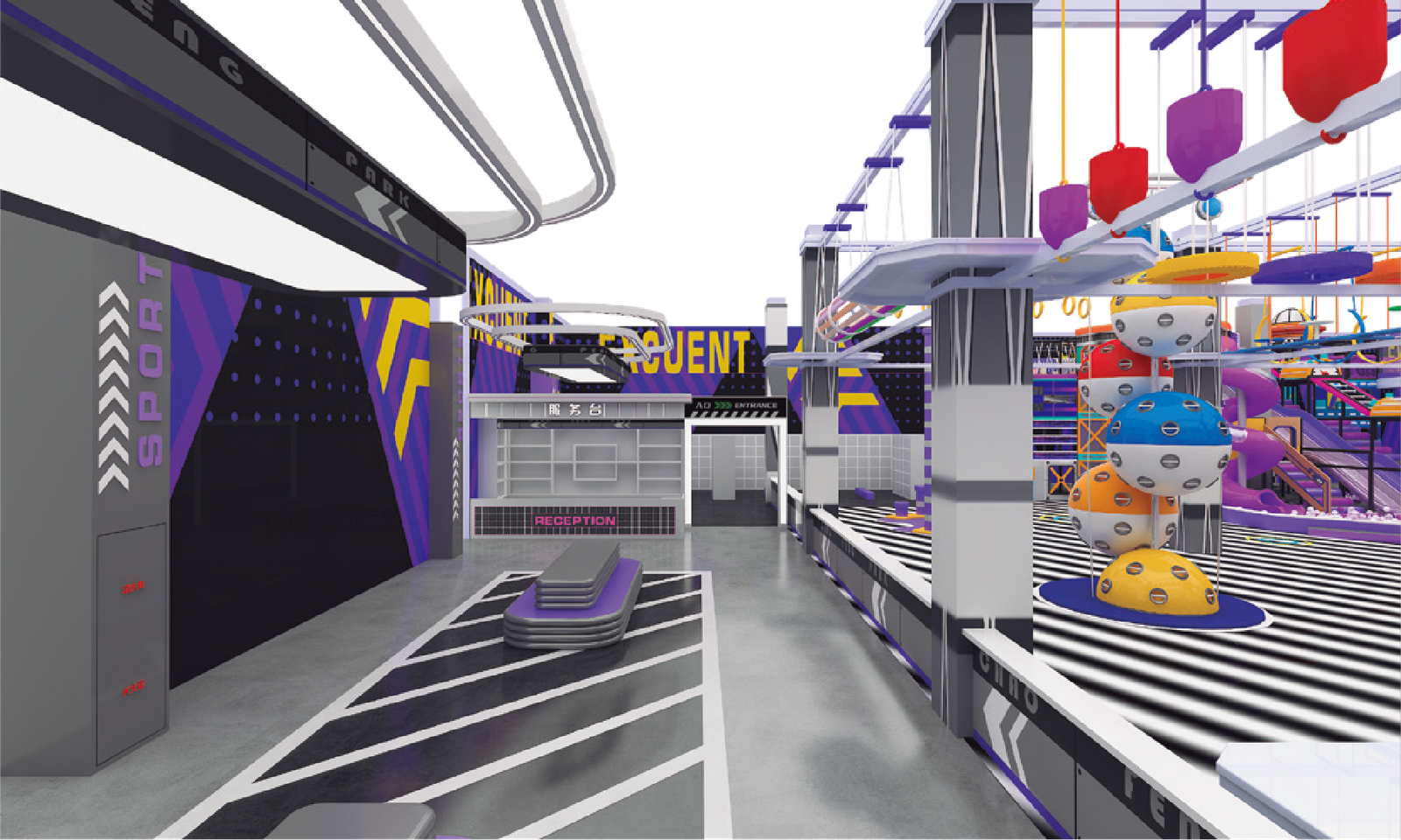 1200m² Cyber-Industrial High-Altitude Sports Park & FEC - Image 3